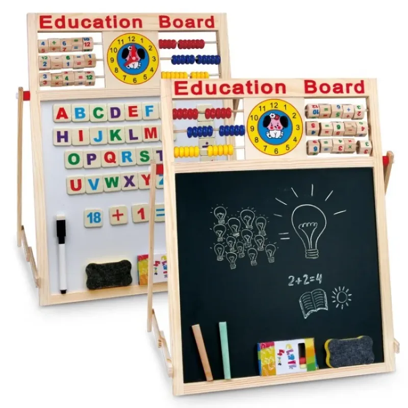 Wooden Art Easel for Kids – Double-Sided Magnetic Whiteboard & Chalkboard Educational Drawing Board Wooden Art Easel for Kids – Double-Sided Magnetic Whiteboard & Chalkboard Educational Drawing Board